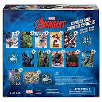 Marvel, 12 Pack Avengers Jigsaw Puzzles Captain America Iron Man Thor Hulk Wasp Black Panther Dr. Strange Red Skull Thanos