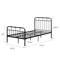 Hankel Lit plateforme complet avec pied et tête de lit en métal Simple Noir solide