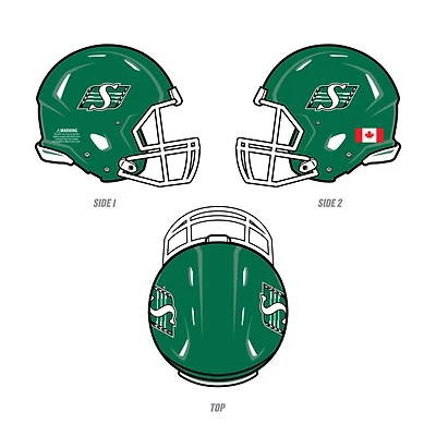 Réplique du mini casque desSaskatchewan Roughriders de la LCF