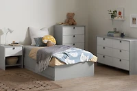 Cookie Table de chevet 1 tiroir Gris clair et Blanc