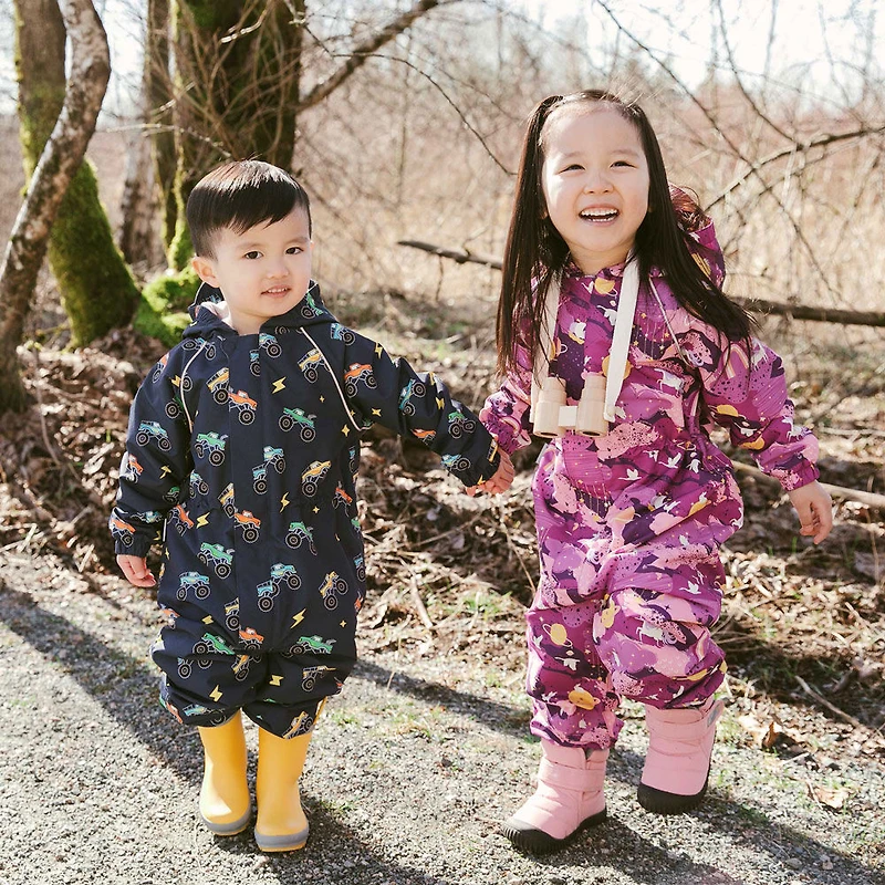 Kids Thin-Lined Rain Suits  | Big Trucks - 3T (3-4Y)