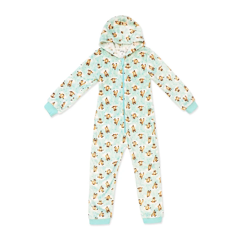 Jesse & Lulu Lounge Fleece Onesie:Aqua Sloth