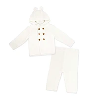 Baby Mode 2 Piece Hooded Knit Set:Cream