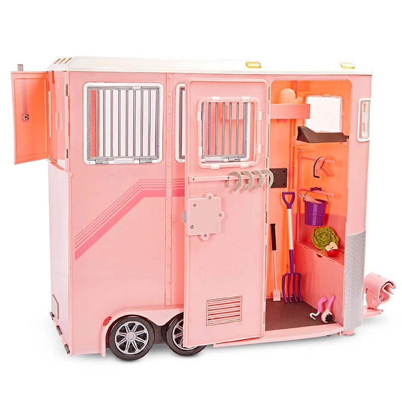 Our Generation Mane to Travel Horse Trailer Set Pink Horse Trailer Playset for 18-inch Dolls