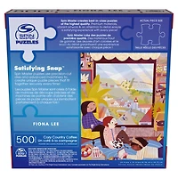 Puzzles Spin Master, Puzzle Un café à la campagne, Puzzle de 500 pièces par l'artiste Fiona Lee avec poster décoratif