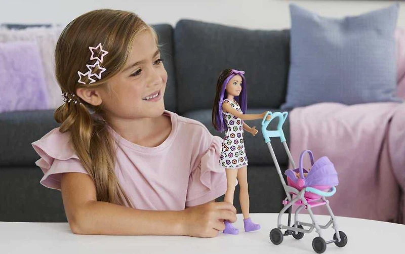 Barbie-Coffret Skipper Baby-Sitter Poussette avec poupée