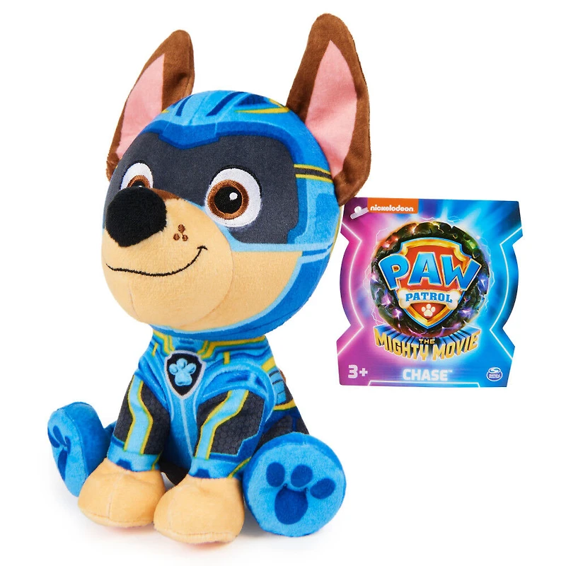 PAW Patrol : La Super Patrouille le film, Peluche Chase Super Patrouille de 17 cm, animaux en peluche haut de gamme