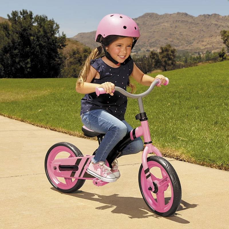 Vélo rose d'apprentissage My First Balance-to-Pedal pour enfants - 12 pouces -Notre exclusivité
