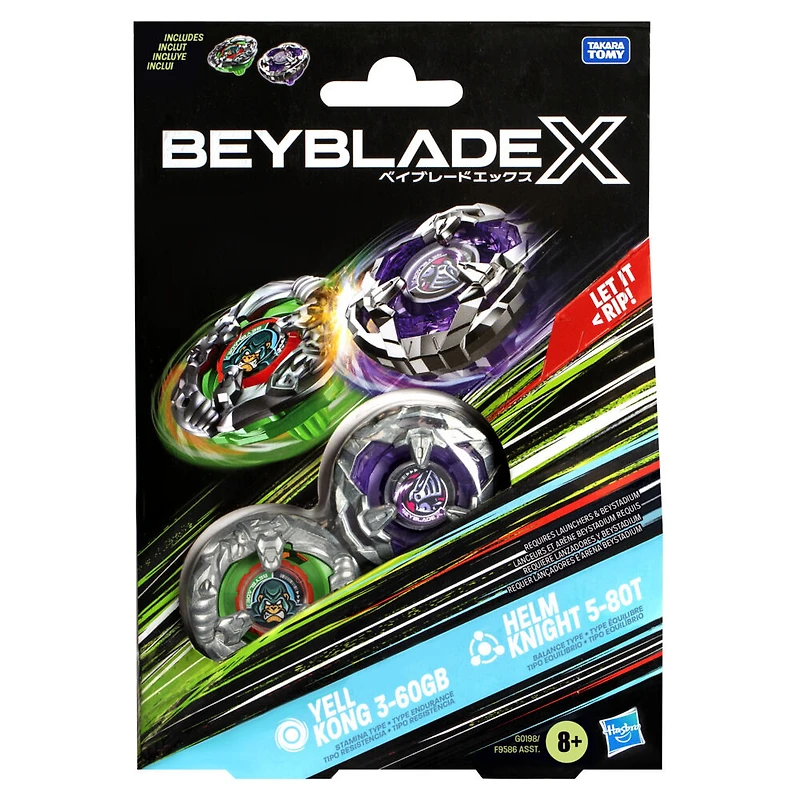 Beyblade X Dual Pack de toupies Yell Kong 3-60GB et Helm Knight 5-80T