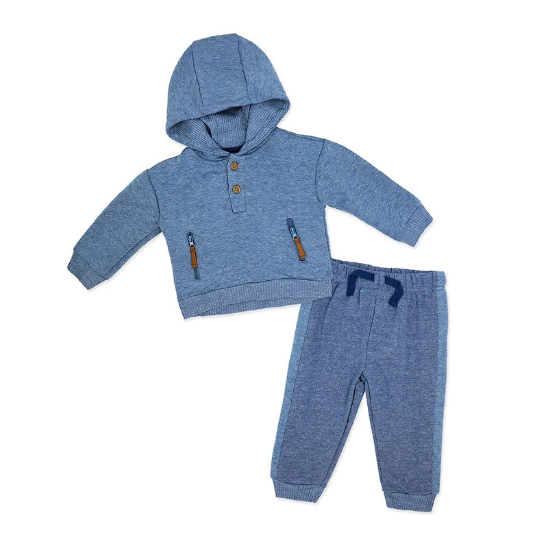 Baby Mode 2 Piece Hooded Quilted Jogger Set