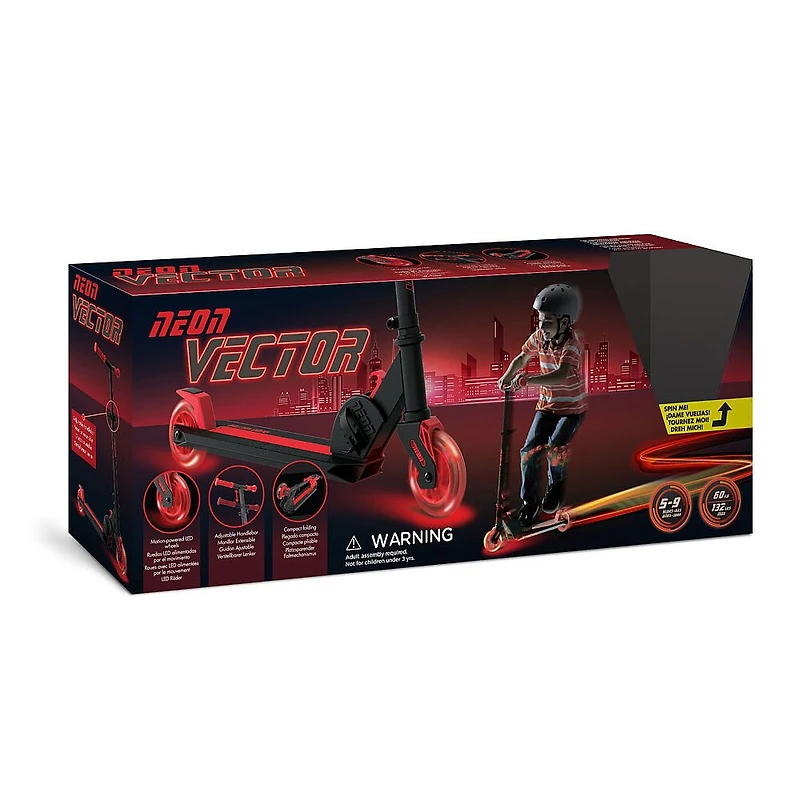 Trotinette rouge pour enfants Neon Vector pliable avec roues DEL