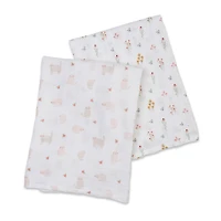 Lulujo - 2PK Langes en mousseline - Chaton + Fleur
