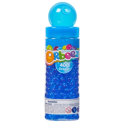 Orbeez Tubes, 400 billes Orbeez gonflées bleu vif, cuillère et boîte de transport, jouets sensoriels