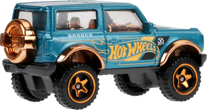 Hot Wheels 1:64 Échelle Moulage Sous-Bois Ford Bronco Turquoise- & Déco de couleur cuivre