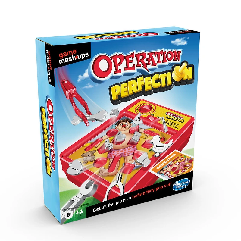 Deux grands jeux réunis, Opération et Perfection, combinaison d'éléments de 2 jeux classiques - Notre exclusivité - Édition anglaise