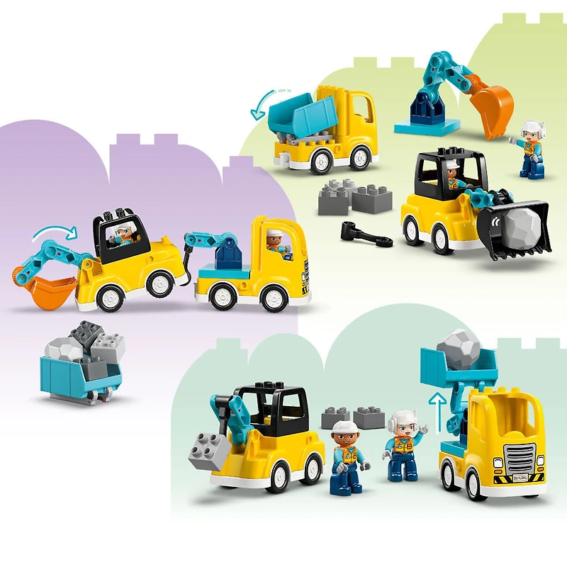 LEGO DUPLO Town 3 in 1 Construction Vehicles Toys for Toddlers, Boys, & Girls, Ages 2+ - 10475
