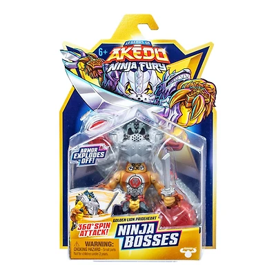 Légendes d'Akedo Ninja Fury Ninja Bosses, attaque rotative à 360°, armure qui se détache, coeur de fierté du lion d'or