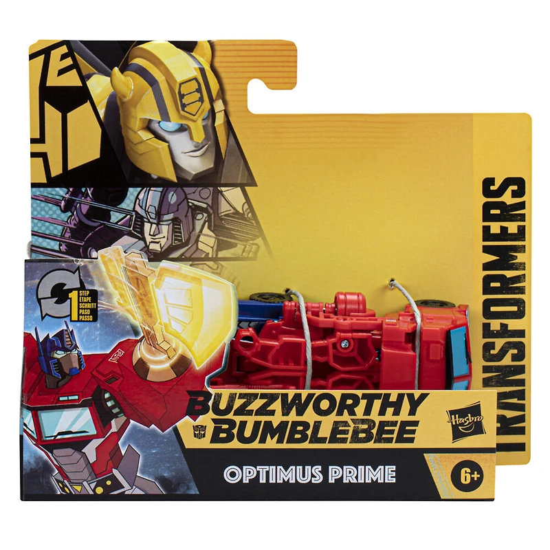 Transformers Buzzworthy Bumblebe, figurine Optimus Prime à conversion One Step, 10,5 cm