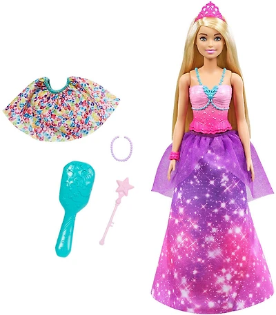 Barbie Royale Dreamtopia 2-en-1, Poupée transformable en Sirène (Blonde, 30 cm) avec 3 Tenues et Accessoires