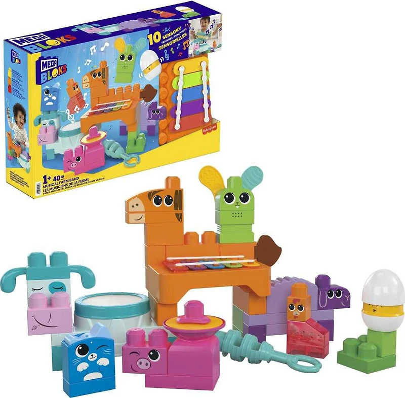MEGA BLOKS Fisher Price Musical Farm Band Sensory Block Toy (45 Pieces)