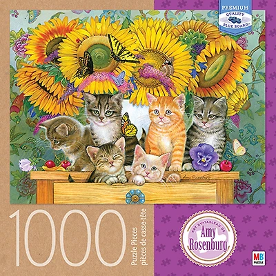 Artiste : Amy Rosenberg - Casse-tête de 1000 pièces - Chatons sur fond estival