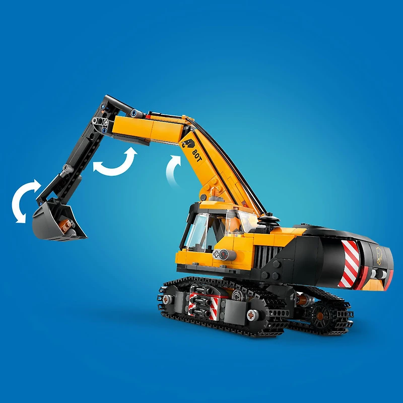 LEGO City Yellow Construction Excavator, Pretend Play Toy Digger, 60420
