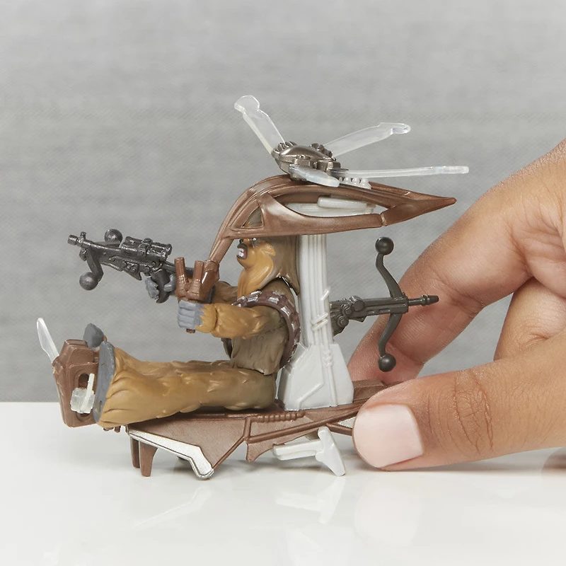 Star Wars Mission Fleet, Chewbacca Beachfront Barrage, classe équipement, figurine de 6 cm avec véhicule