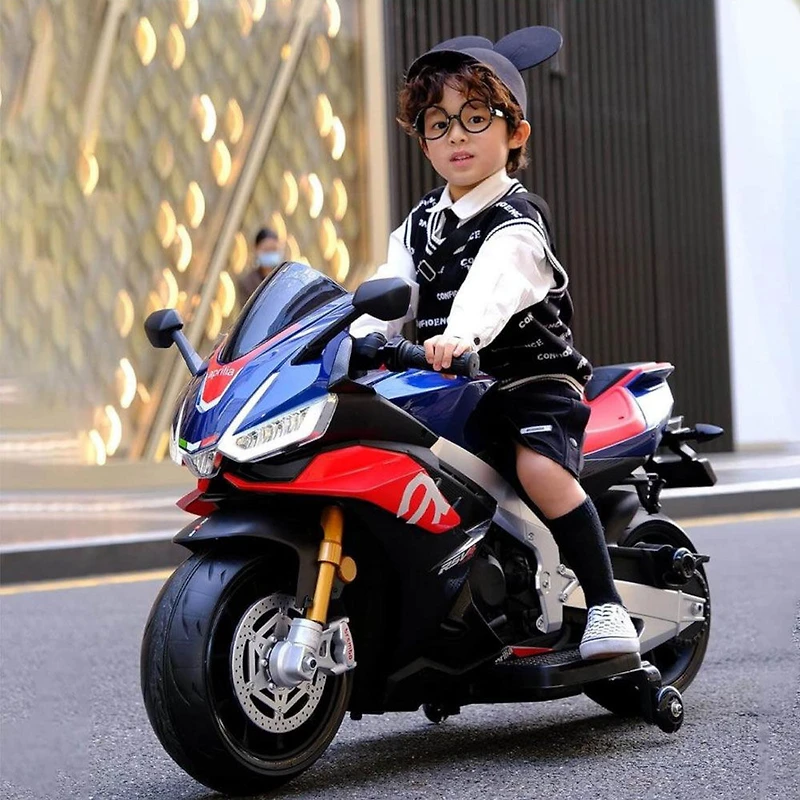 KIDSVIP Moto améliorée sous licence Aprilia RSV4 12 V avec roues en caoutchouc