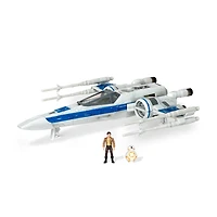 Assortiment de véhicules et de figurines Star Wars de 12,7 cm - T-70 X-Wing (bleu & blanc) de Poe Dameron (Super rare)