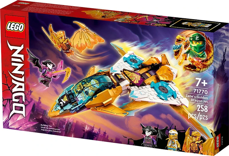 LEGO NINJAGO L'avion dragon d'or de Zane 71770 Ensemble de construction (258 pièces)