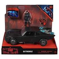 DC Comics, Batman Batmobile avec figurine Batman de 10 cm, effets sonores et lumineux, Pièce à collectionner du film Batman