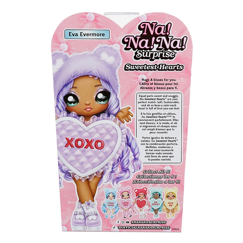 Na Na Na Surprise Eva Evermore : poupée-mannequin de 19 cm (7,5 po), inspirée d'un ourson lavande