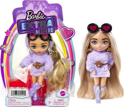 Barbie Extra Minis Doll #4 (5.5 in) in Fashion and Accessories, with Doll Stand