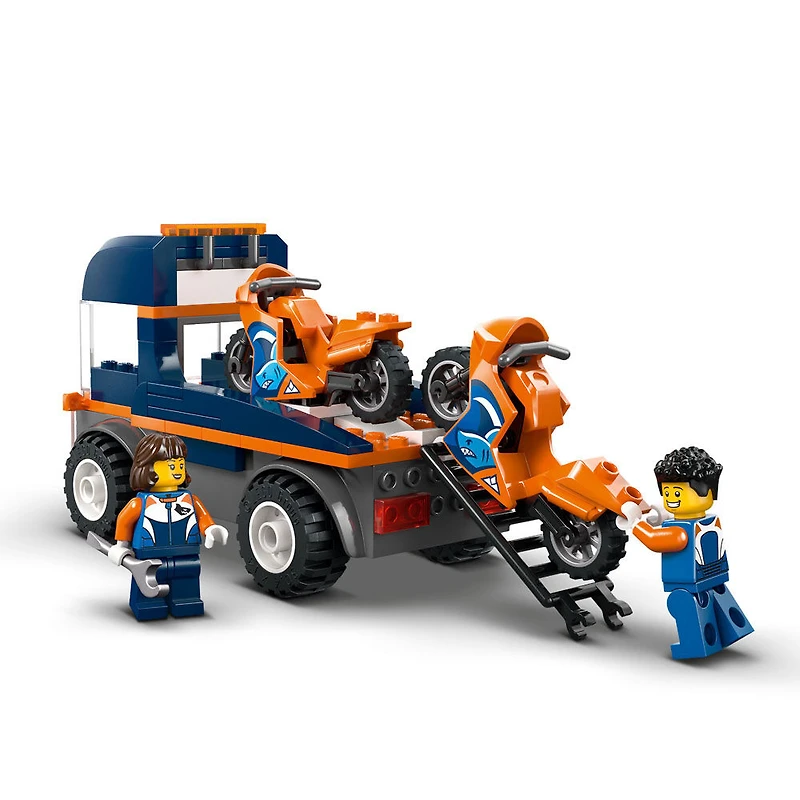 LEGO City Le transport de motos - Ensemble de construction de véhicules jouets - Camion plateau - 2 Figurines - 60491