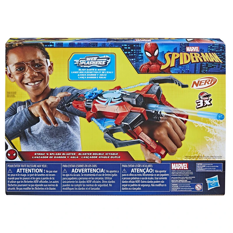 Marvel Spider-Man NERF Strike 'N Splash Blaster, Blast Darts or Water, Super Hero Toys, Marvel Toys