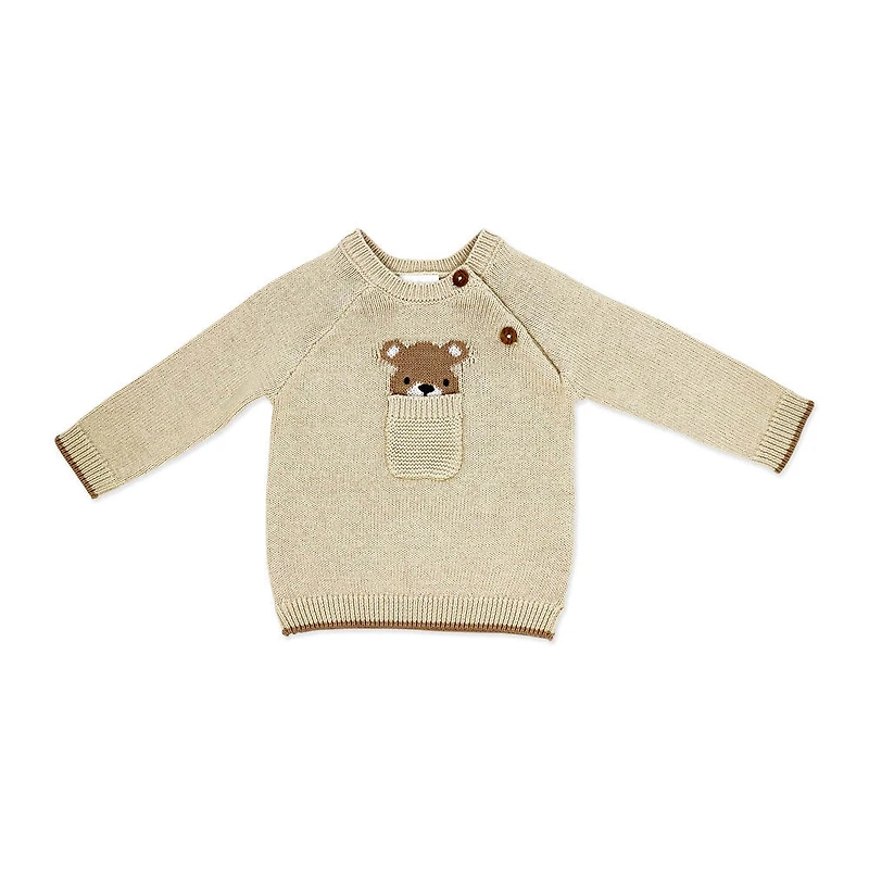 Rock a Bye Baby Ensemble pull en tricot : Ours beige 0-3 mois