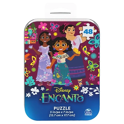 Disney Encanto, 48-Piece Jigsaw Puzzle Easy Flowers Cartoon Mirabel New Musical Movie Merch in Tin Box Package