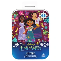 Disney Encanto, 48-Piece Jigsaw Puzzle Easy Flowers Cartoon Mirabel New Musical Movie Merch in Tin Box Package