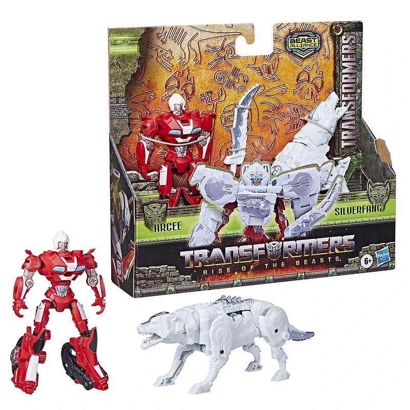 Transformers: Rise of the Beasts, Beast Alliance, pack de 2 figurines Beast Combiners Arcee et Silverfang, 12,5 cm