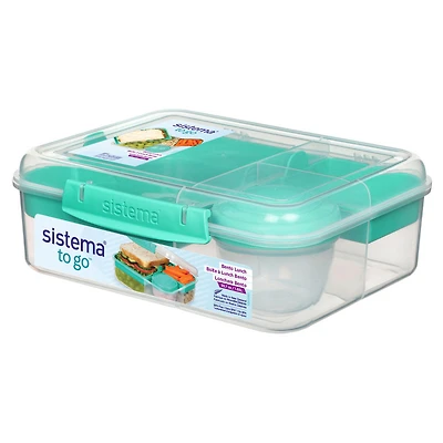 Sistema Bento Box To Go Lunch Box with Yogurt Container, 1.65 L, BPA Free, Colour May Vary