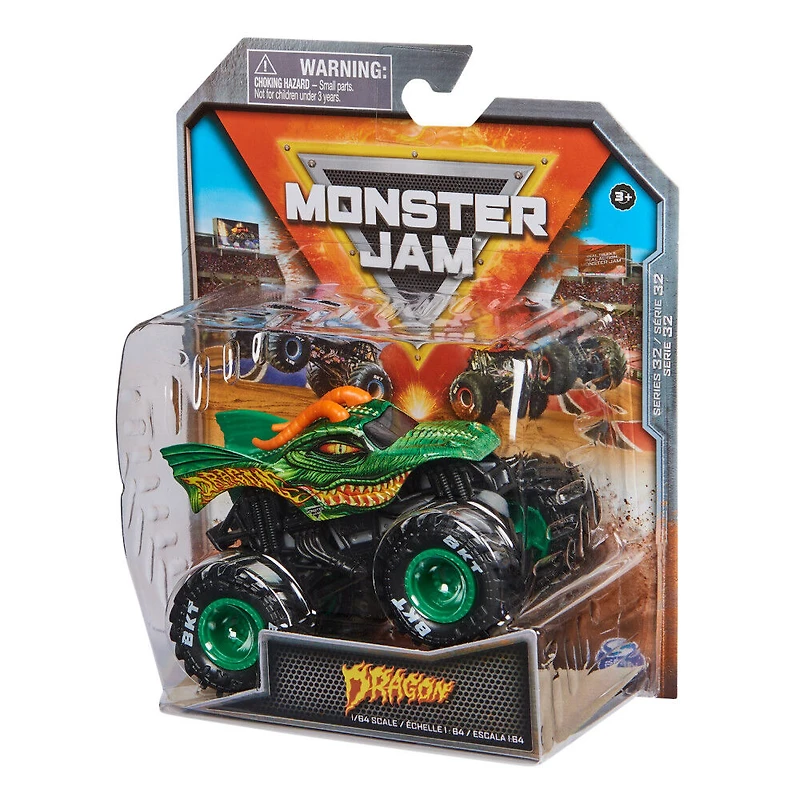Monster Jam, Monster truck Dragon officiel, véhicule en métal moulé, échelle 1:64