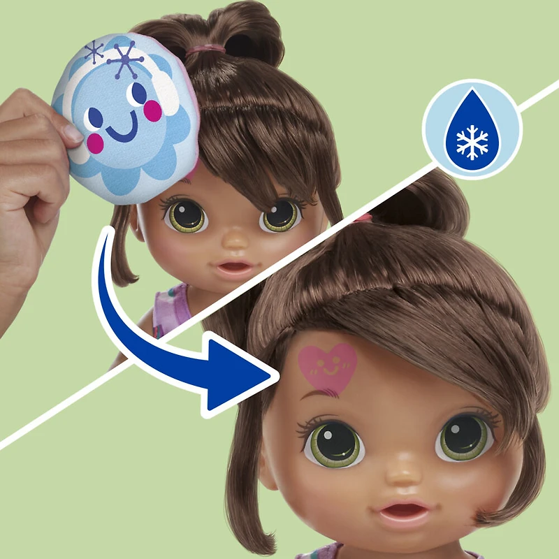 Baby Alive, Bella va mieux, coffret de poupée (cheveux bruns) pour jouer au docteur
