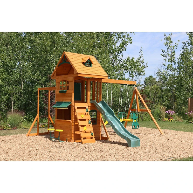 KidKraft Ridgeview Deluxe Clubhouse Wooden Swing Set - R Exclusive