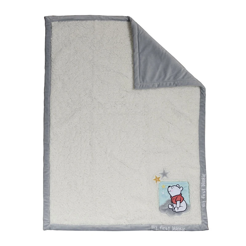 Bébé Disney Winnie l'Ourson, du vison à sherpa, réversible, ma première couverture de bébé - Gris