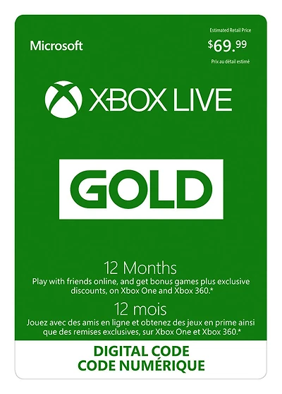 Xbox Live - 12 Month Gold Membership [télécharger]