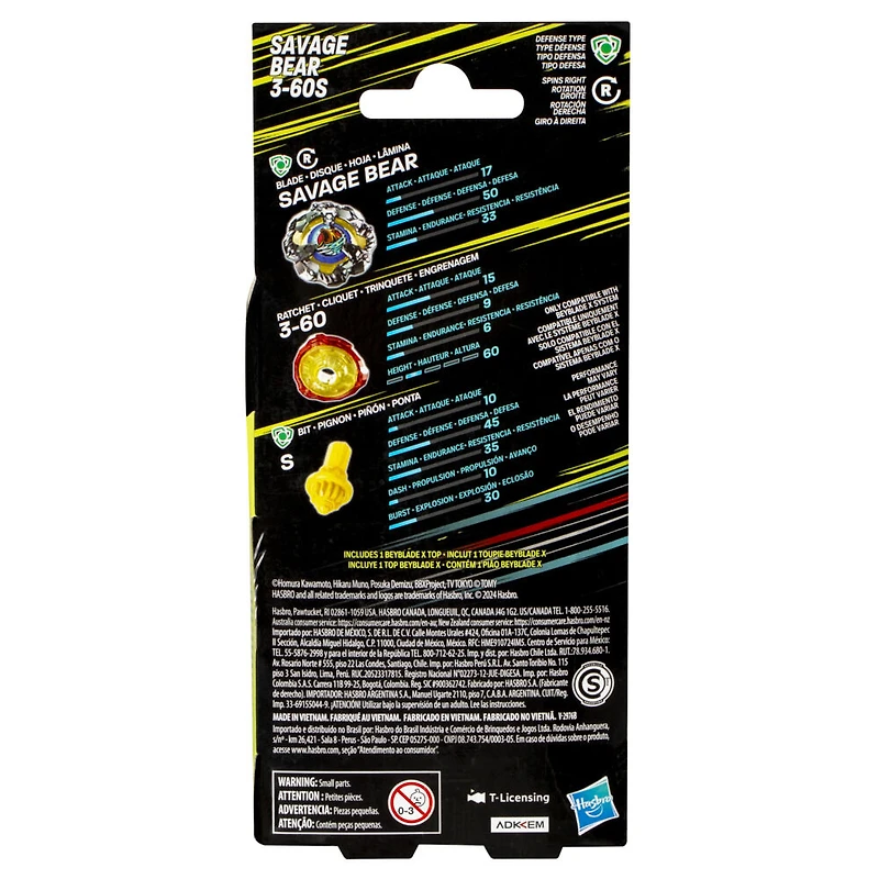 Beyblade X Booster Pack de toupie Savage Bear 3-60S
