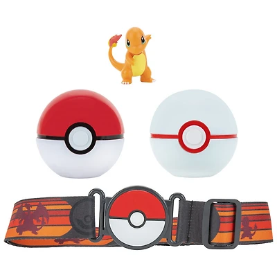 Pokémon - Ensemble de ceinture Clip ‘N Go pour ballon Poké - Poké Ball, Honor Ball (Premier Ball) et Salamèche (Charmander) no 1