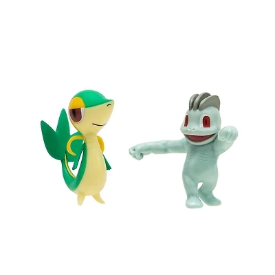 Ensemble de 2 figurines de combat Pokémon - Machoc et Vipélierre (Machop & Snivy)