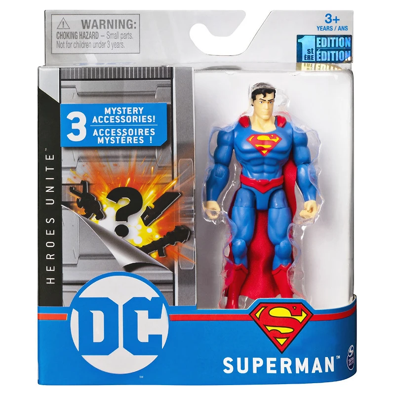 DC Comics 4-Inch Superman Action Figure with 3 Mystery Accessories