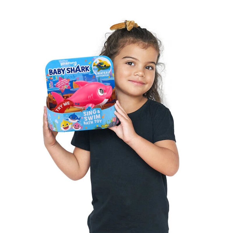Jouet de bain rose Bébé Requin Robo Alive à piles pour chanter et nager par ZURU